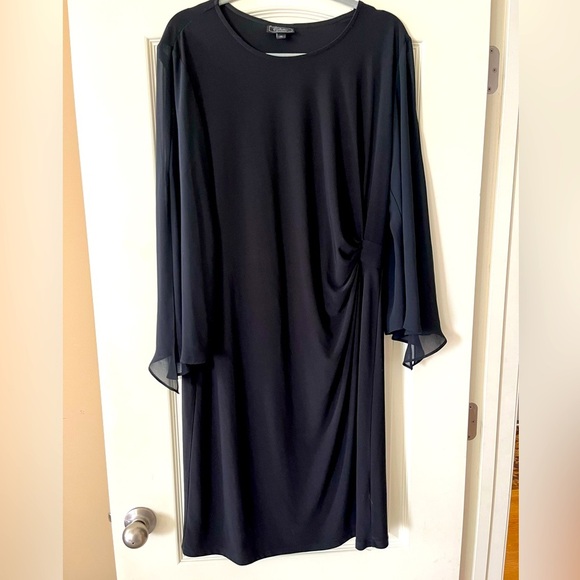 Dress Barn “Collection” Rich Black Elegant Sheer Sleeve Dress Women’s Size XL - Picture 1 of 13